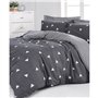 Parure de lit - 1 housse de couette 220 x 240 cm + 2 taies d'oreiller 60 x 60 cm - 65% coton, 35% polyester - Gris