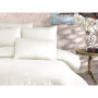 Parure de lit - 1 housse de couette 220 x 240 cm + 2 taies d'oreiller 60 x 60 cm - 80% coton, 20% polyester - Creme