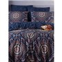 Parure de lit - 1 housse de couette 220 x 240 cm + 2 taies d'oreiller 60 x 60 cm - 65% coton, 35% polyester - Bleu