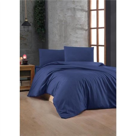 Parure de lit - 1 housse de couette 220 x 240 cm + 2 taies d'oreiller 60 x 60 cm - 100% coton renforcé - Bleu