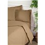 Parure de lit - 1 housse de couette 220 x 240 cm + 2 taies d'oreiller 60 x 60 cm - 100% coton renforcé - Marron