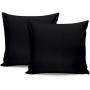 Parure de lit - 1 housse de couette 220 x 240 cm + 2 taies d'oreiller 60 x 60 cm - Satiné 100% coton - Noir
