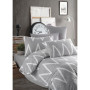 Parure de lit - 1 housse de couette 220 x 240 cm + 2 taies d'oreiller 60 x 60 cm - 65% coton, 35% polyester - Gris