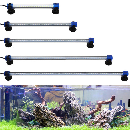 BPS Lampe LED à clip étanche et submersible pour aquarium pour éclairage de plantes Blanc/bleu 1.5W 30cm [Blanc]