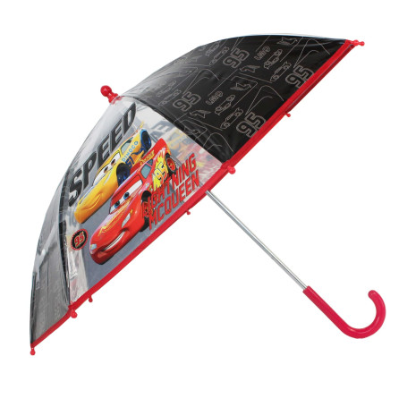 Bâton Parapluie | Disney Cars | noir & transparent | Parapluie Enfant