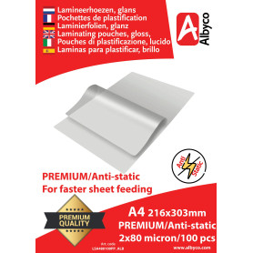 Albyco Pochettes de Plastification Premium ANTISTATIQUE Pochette Plastifieuse A4 (216x303mm) - Épaisseur 2x80 (160) Microns, Bri Albyco Pochettes de Plastification Premium ANTISTATIQUE Pochette Plastifieuse A4 (216x303mm) - Épaisseur 2x80 (160) Microns