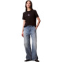 Calvin Klein T-Shirt Manches Courtes Femme Classic Logo Tee en Coton, Noir (Black), M