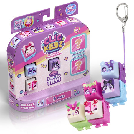 Goliath - CLICKEEZ Multipack - 5 Touches de Clavier Jouet Kawaii à Cliquer - Keycap Transformable en Porte Clés - Effet ASMR - F