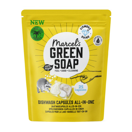 Marcel's Green Soap - Capsules Pour Lave-Vaisselle - Capsules naturelles - Végétalien - Sans huile de palme - 25 capsules