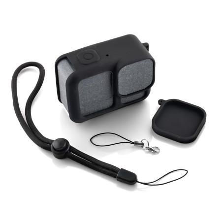 MOJOGEAR Coque Silicone + Bouchon d'Objectif Compatible avec GoPro Hero 13 - Protection Complète - Noir