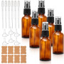 6 Flacons Spray Vides 30ml en Verre Ambré avec Entonnoirs Pipettes et Étiquettes – Bouteilles Pulvérisateurs Rechargeables pour 
