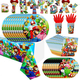 Kit de décoration de table pour fête d'enfant: nappe, assiettes, gobelets en carton, accessoires pour décorer votre événement Kit de décoration de table pour fête d'enfant: nappe