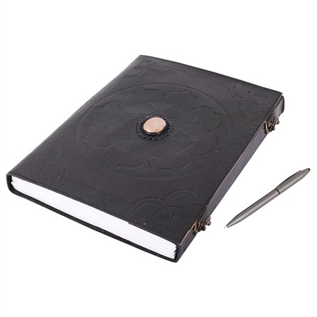 OVERDOSE Journal En Cuir Noir Avec Pierre Gaufrée À La Main - Journal En Pierre Antique Fait À La Main Pour Hommes Et Femmes - T