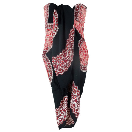 Paréo Plage Femme Serviette de Plage Sarong Drap Pareo Ethnique Bain Mer Beach Cover Up Wrap Skirt Coton Noir Rouge 110 x 160 cm