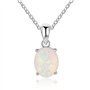 S925 Argent Gemmes Australiennes Opale Pendentif Médaillons Colliers Ovale Ellipse pour Femmes Cadeau de la Saint Valentin
