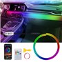 NEOVSUNY Éclairage intérieur LED en acrylique pour voiture - Éclairage d'ambiance RVB - 110 cm - 146 LED avec 219 options de scè