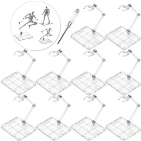 Support de Figurine, XISTEST 10 pièces Support de Figurine d'action avec 1 pièce Tournevis, Transparent Support de Figurine
