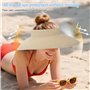 MLPKOI Chapeau de Paille Femme, Chapeau de Soleil de Plage Pliable UPF 50+ Chapeau de Paille à Large Bord pour Femme avec Nœud D