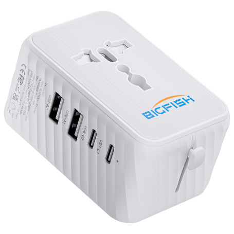 Bigfish Adaptateur Prise Universelle Voyage, Adaptateur Universel de Voyage avec 2 USB et 2 USB C, Adaptateur Voyage Prise Angla