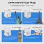 Bigfish Adaptateur Prise Universelle Voyage, Adaptateur Universel de Voyage avec 2 USB et 2 USB C, Adaptateur Voyage Prise Angla