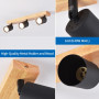 ANWIO Plafonnier Spots, 3 Spots de Plafond Led Intérieurs Base GU10, Luminaires Intérieur Noirs avec Base Rectangulaire en Bois,
