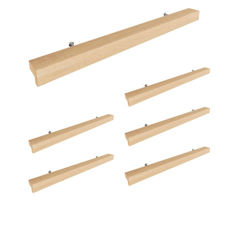 Sossai poignées de meubles en bois en hêtre | GAH01 | distance entre les trous 224mm, longueur 304mm, 6 pièces