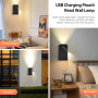 2PCS Applique Murale Interieur LED, Liseuse de Chevet avec interrupteur, port de charge USB, Rotation à 360°Liseuses Murales, 30