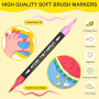 Lyuvie 132 Couleurs Feutre Acrylique,66 Pcs Acrylic Paint Marker Marqueur Peinture Acrylique Pointe Brush pour Roche Tissu Pierr