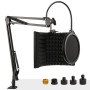 Frgyee Bouclier d'isolation de Microphone avec Support de Micro et Filtre Anti-Pop, Bouclier Sonore Pliable pour la Plupart des