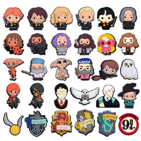 30 Pièces Harry Shoe Charm, Charms Crocs Dessin Animé, DIY Charmes de Chaussure, pour Filles Garçons, Chaussure Charms Accessoir