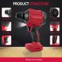 Souffleur sans fil pour batterie Milwaukee M18 18 V, 40 000 tr/min, 447 MPH, moteur en continu, pour atelier, maison et voiture 