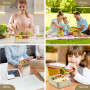 Diboniur Lunch Box, Bento Lunch Box Enfant Adulte Boîte 1400 ml avec 3 Compartiments, Conception Sans Fuite Lunchbox avec Couver