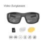OhO Lunettes de soleil vidéo 32 Go 1080p Full HD avec caméra intégrée 15 MP et protection UV400 polarisée et lentille interchang