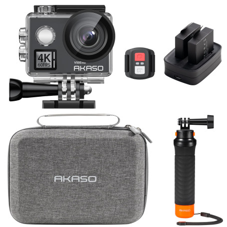 AKASO V50 Elite Caméra Sport 4K 60FPS Kit de Poignée Flottant- Comprend 20MP WiFi Action Camera Etanche avec Poignée Flottant Et