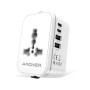 Amoner Adaptateur Prise Universelle, Travel Adapter Internationale Voyage avec 2 USB 2 Type C Universel UK EU USA Allemagne Ital