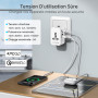 Amoner Adaptateur Prise Universelle, Travel Adapter Internationale Voyage avec 2 USB 2 Type C Universel UK EU USA Allemagne Ital