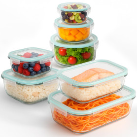 edihome, Boîte Alimentaire Hermétique en Verre, 8, 14 ou 18 pièces, pour aliments hermétiques, Résistant au lave-vaisselle, Rang edihome, Boîte Alimentaire Hermétique en Verre, 8, 14 ou 18 pièces, pour aliments hermétiques, Résistant au lave-vaisselle, Rang