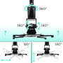 Duronic PB02XL Support pour Vidéoprojecteur Plafond Rotatif 360° Inclinable 180° Pivotant 180° Charge maximale de 10 kg Bras Ext