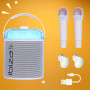Ibiza - KARAHOME-WH - Enceinte Karaoke Lumineuse sur Batterie, avec Deux micros sans Fil (sur Batterie) - Bluetooth, USB, MicroS