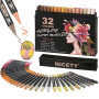 NICETY 32 Couleurs Feutres Acryliques - Marqueurs à Double Pointe Pinceau pour Peinture sur Roches, Bois, Verre, Céramique - 0.5