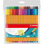 STABILO Stylo feutre pointe fine point 88 - Pochette x 40 stylos feutres - Coloris assortis