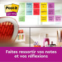 Post-it Notes Autocollantes Super Sticky, Couleurs Soulful, Pack de 6 Blocs, 90 Feuilles par Bloc, 76 mm x 76 mm - Feuillets Sup