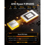 GEEKOM A8 Mini PC avec AMD Ryzen 9 8945HS, 32 Go DDR5 + 2 to SSD | Windows 11 Pro | IA | 6X USB | Mini Gaming PC avec Graphiques
