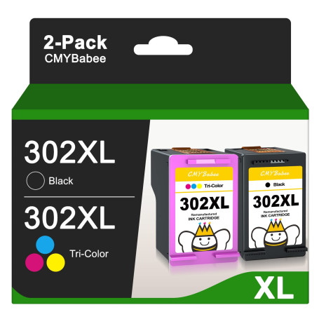 CMYBabee 302XL Cartouches d'encre Remplacement pour Cartouche HP 302 XL Noir et Couleur pour HP Envy 4520 4527 4525 4524 DeskJet