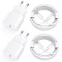 Chargeur Rapide iPhone 11 12 13 14,4Pack [Certifié Apple MFi ] Chargeur de 20W Adaptateur avec 2M USB-C de données Lightning Cor