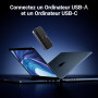 UGREEN Switch USB C 5Gbps avec 4 Ports Commutateur KVM pour 2 PC Entrées 4 Sorties Plug Play pour Clavier Souris Disque Dur Clé