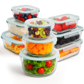 edihome, Boîte Alimentaire Hermétique en Verre, 8, 14 ou 18 pièces, pour aliments hermétiques, Résistant au lave-vaisselle, Rang edihome, Boîte Alimentaire Hermétique en Verre, 8, 14 ou 18 pièces, pour aliments hermétiques, Résistant au lave-vaisselle, Rang