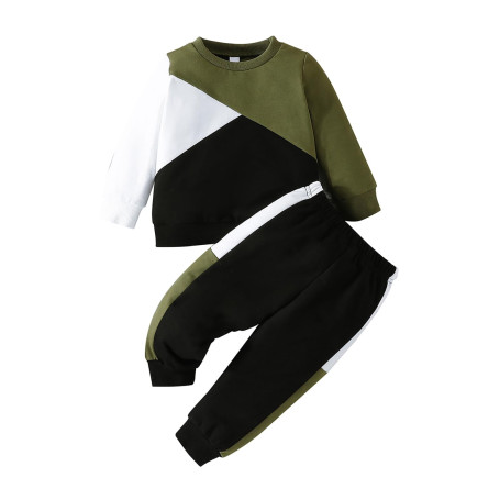 Fnaobai Enfant Petit Garçon Ensemble Sweatshirt Pantalon Sweatsuit d'Automne Manches longues Couleur Blocage Hiver Vêtements de 