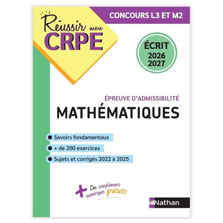 Réussir mon CRPE Maths épreuve d'admissibilité écrit 2026 2027