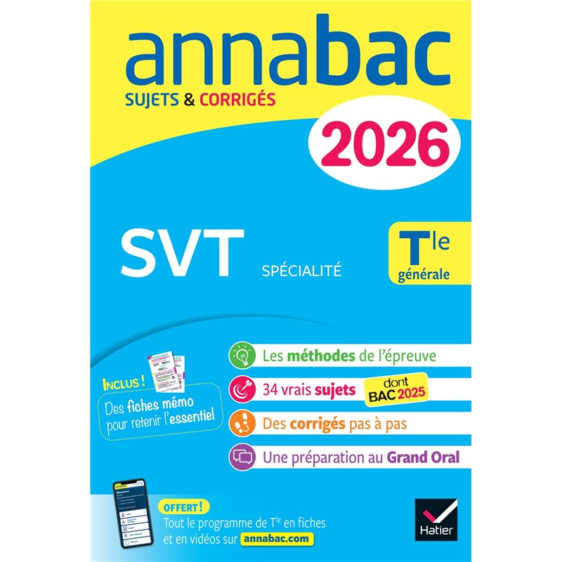 Annales du bac 2026 - Annabac SVT Tle générale (spécialité)